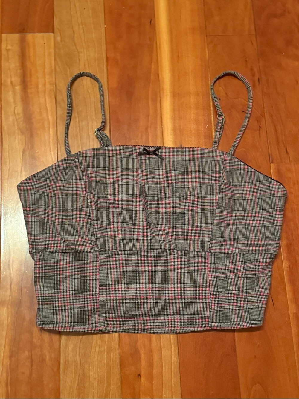 wild fable Gray and Red Plaid Cropped Cami Top